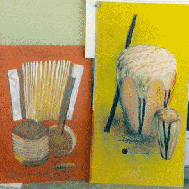 2 painting of musical instruments